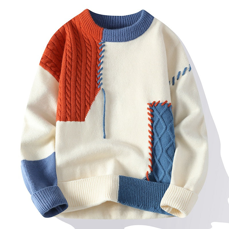 VELNORA Men's Colorblock Pullover Sweater