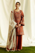 Zara Shahjahan ANG-2005 Luxury Dhanak Embroidered Unstitched 3PC – Rust