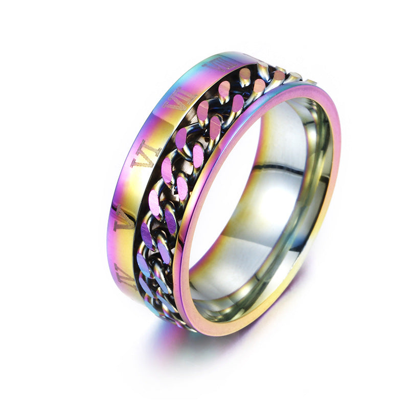 VELNORA Roman Spinner Chain Ring – Titanium Steel