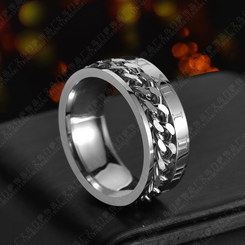 VELNORA Roman Spinner Chain Ring – Titanium Steel
