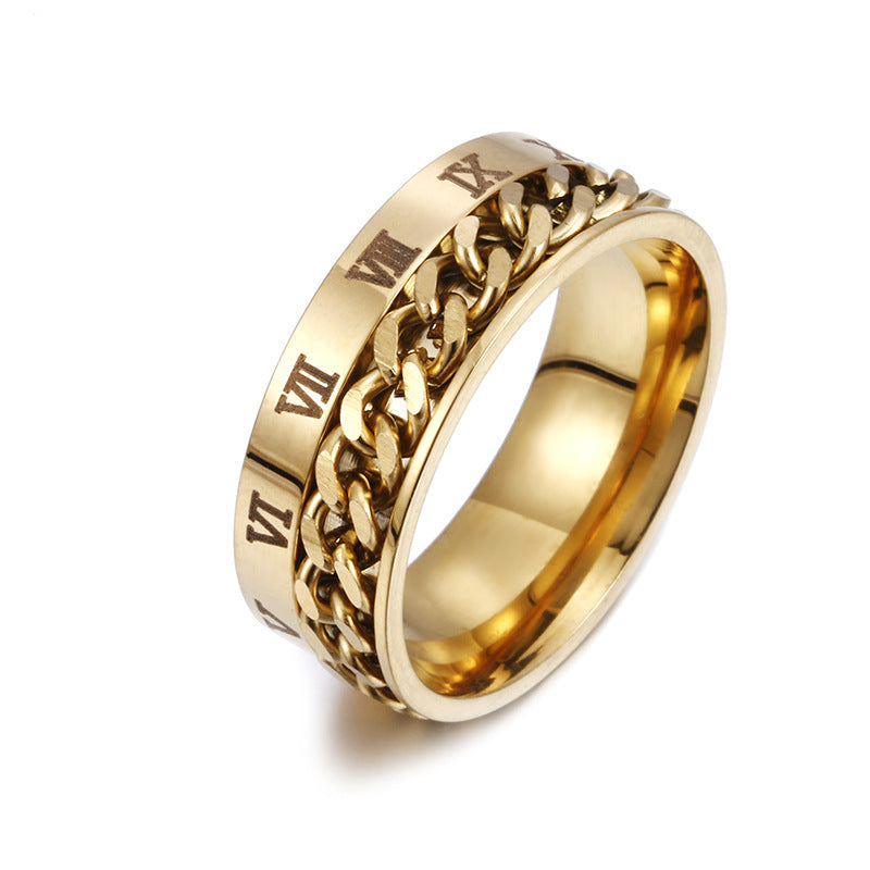 VELNORA Roman Spinner Chain Ring – Titanium Steel