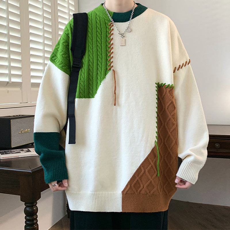 VELNORA Men's Colorblock Pullover Sweater