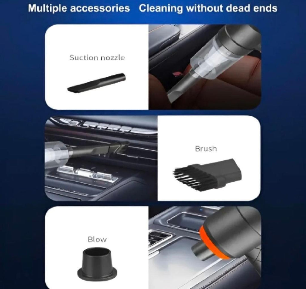 Portable Car Vacuum Black 6" ABS Dust Remover