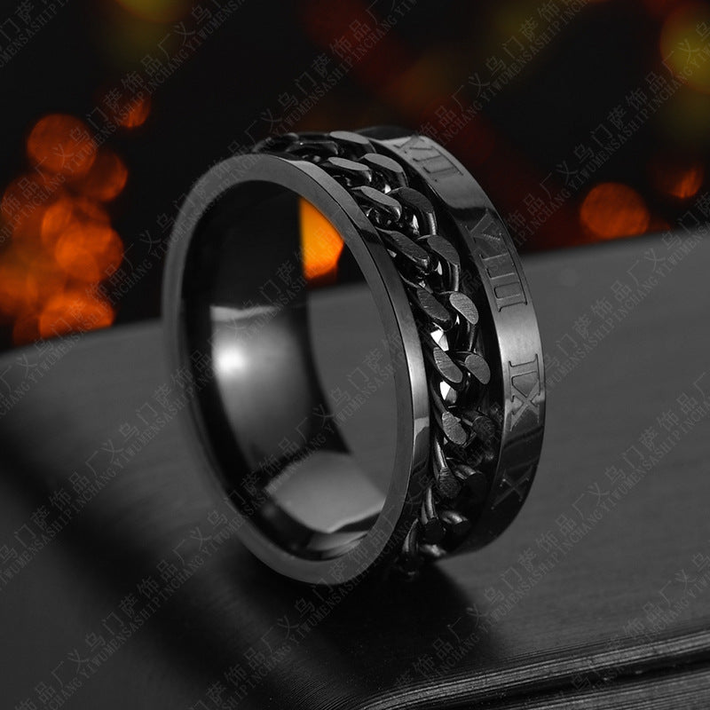 VELNORA Roman Spinner Chain Ring – Titanium Steel