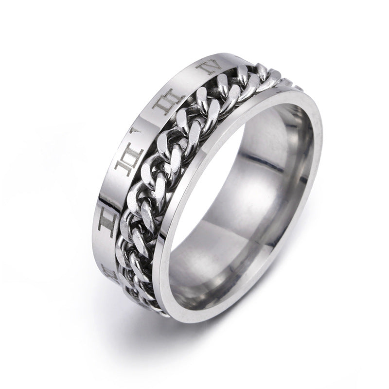 VELNORA Roman Spinner Chain Ring – Titanium Steel