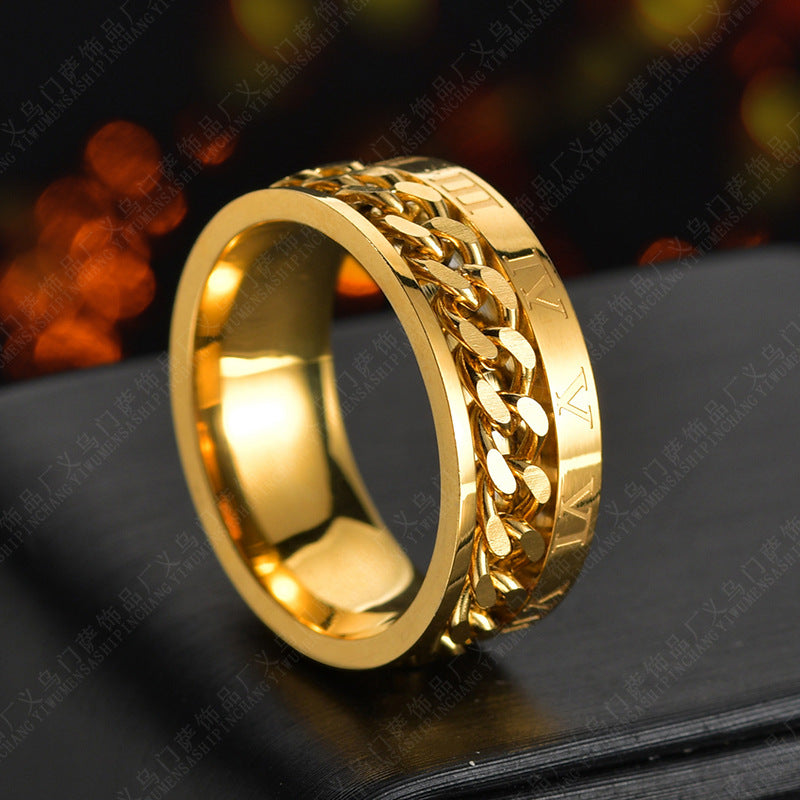 VELNORA Roman Spinner Chain Ring – Titanium Steel
