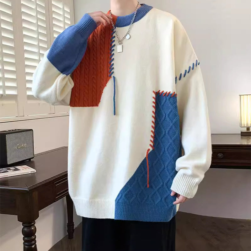 VELNORA Men's Colorblock Pullover Sweater