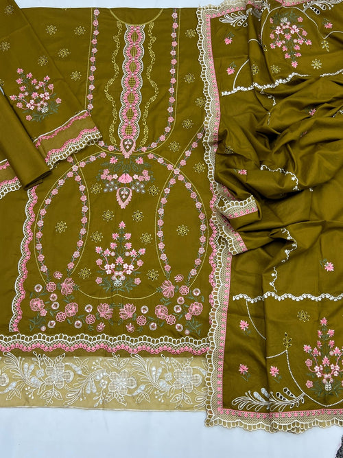 Aneela's Dhanak 3PC Code 278 embroidery detail