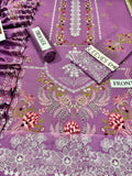 Aneela's NF-3008 purple embroidered Dhanak 3PC winter suit