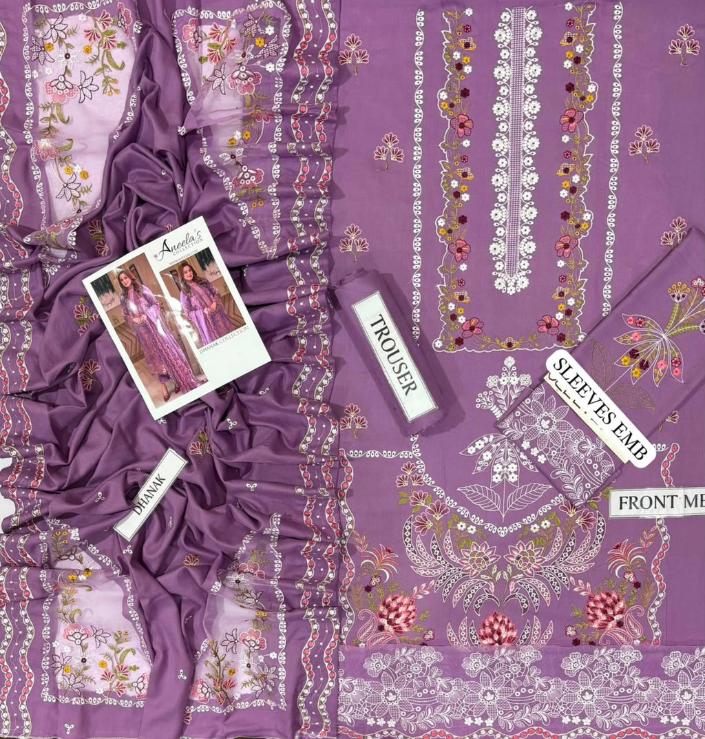 Aneela's NF-3008 Dhanak collection suit complete set