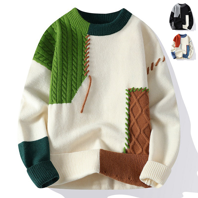 VELNORA Men's Colorblock Pullover Sweater