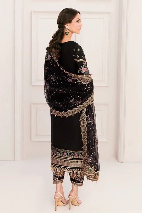 Baroque D-1392 black embroidered formal suit back model view