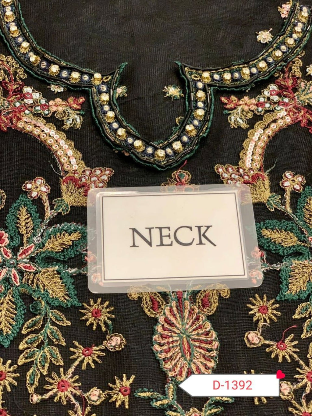 Baroque D-1392 black embroidered neckline detail