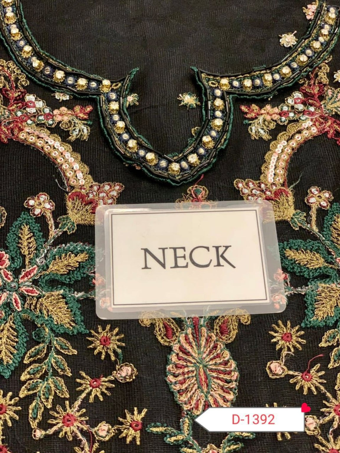 Baroque D-1392 black embroidered neckline detail