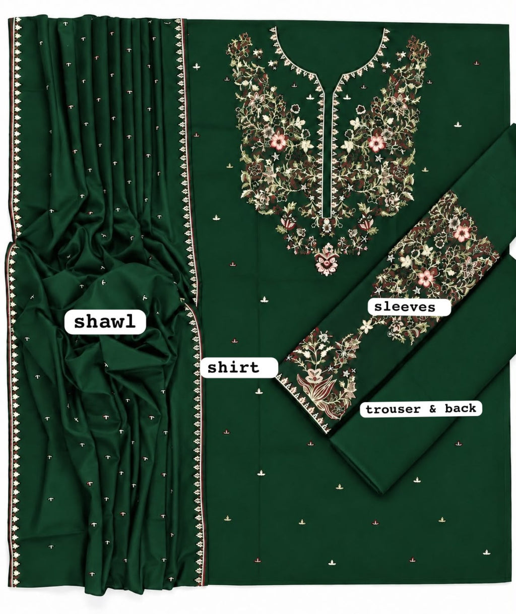 BATIK Dhanak green fabric details