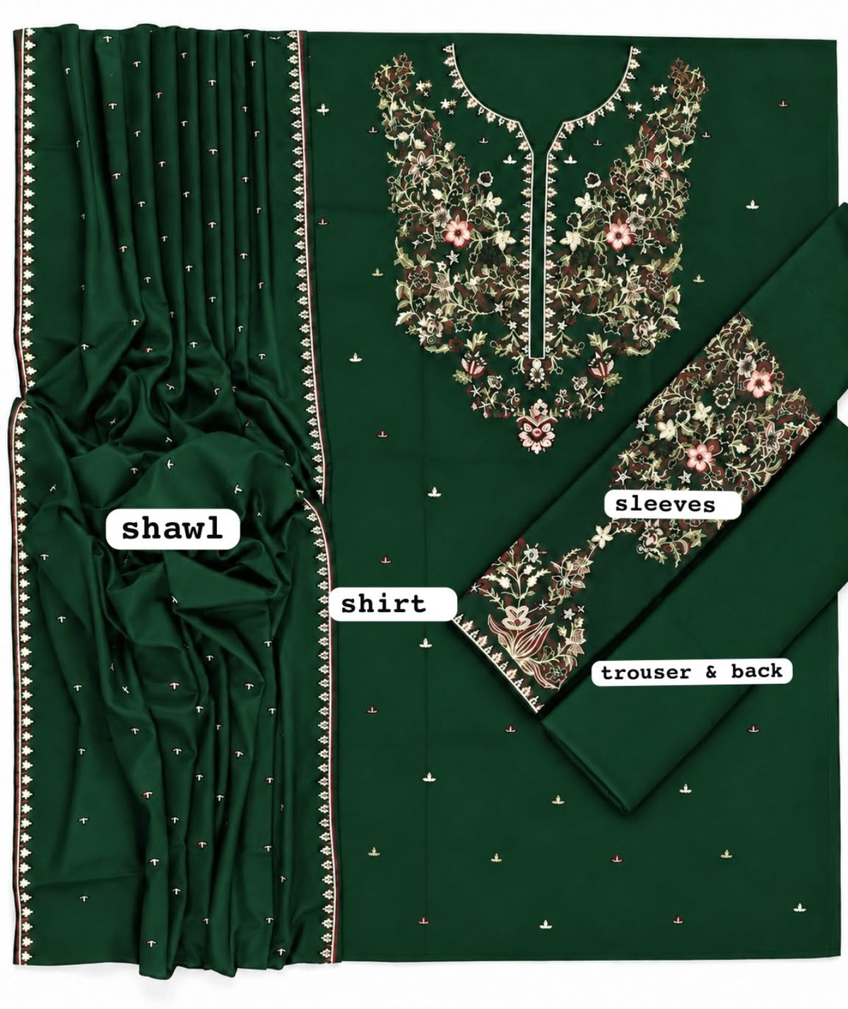 BATIK Dhanak green fabric details