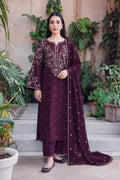 BATIK Dhanak embroidered maroon 3PC suit