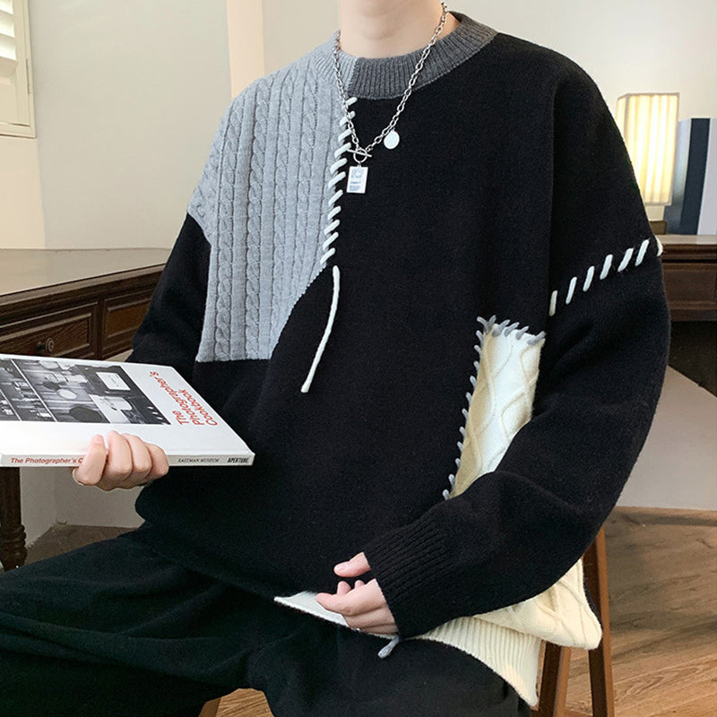 VELNORA Men's Colorblock Pullover Sweater