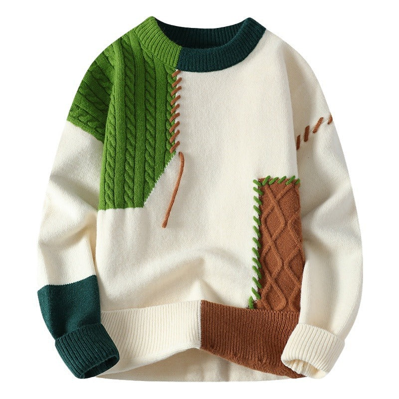 VELNORA Men's Colorblock Pullover Sweater