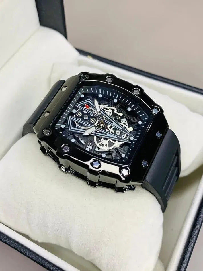Black Skeleton Chronograph Watch for Men - image 5