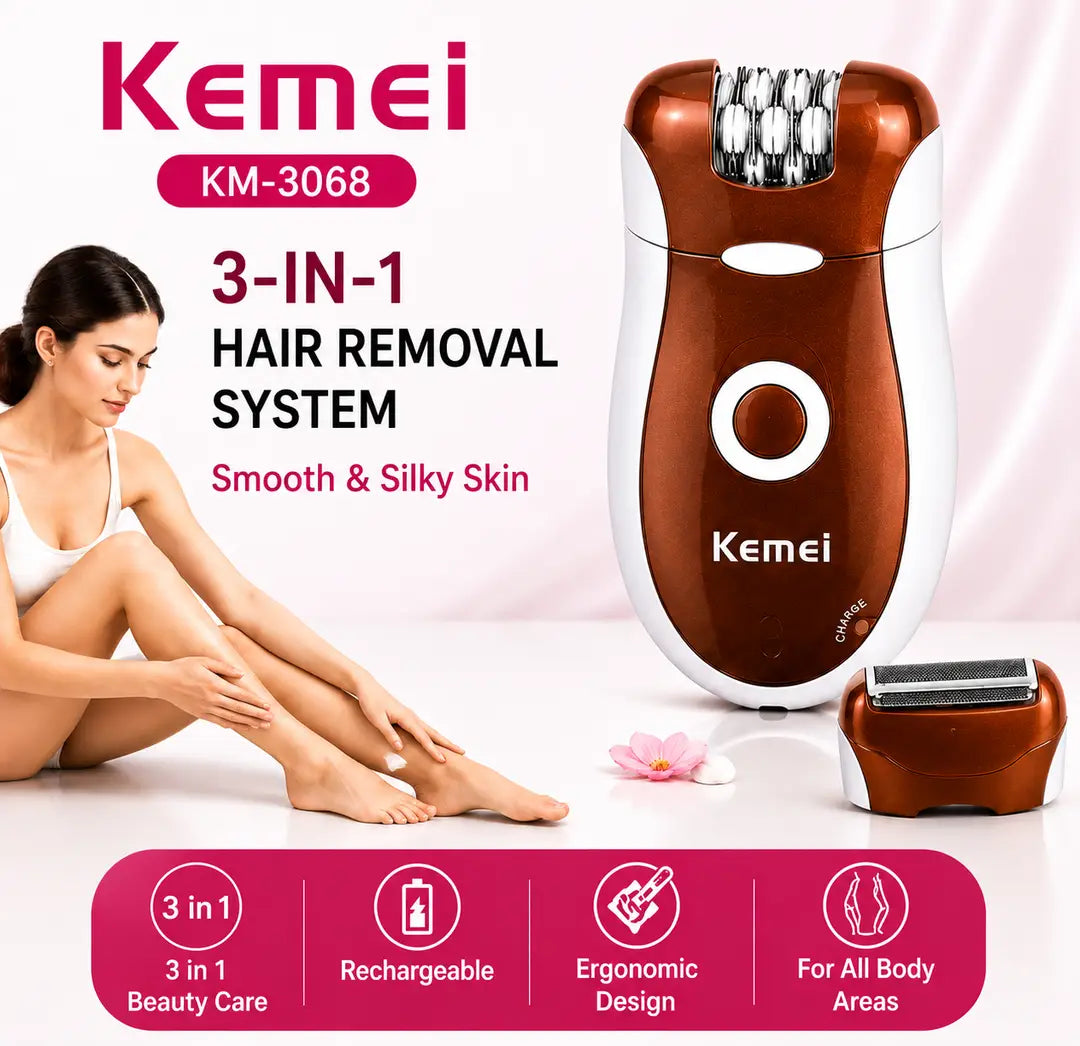 Kemei KM-3068 3-in-1 Rechargeable Epilator - image 2