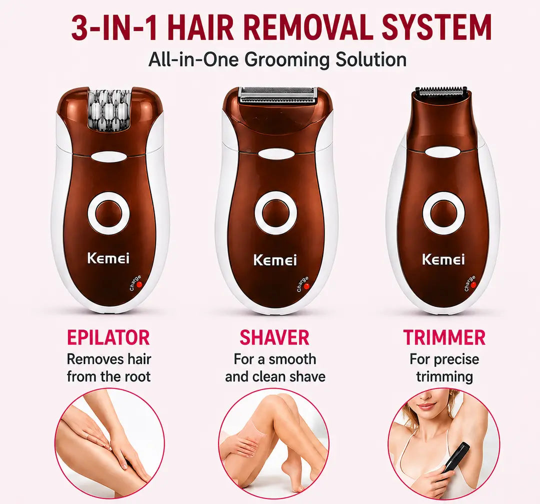 Kemei KM-3068 3-in-1 Rechargeable Epilator - image 3