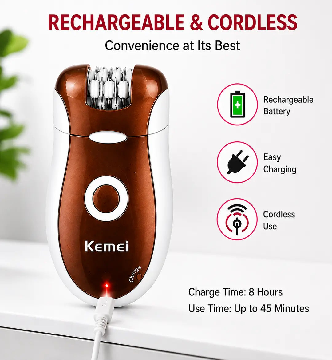 Kemei KM-3068 3-in-1 Rechargeable Epilator - image 4