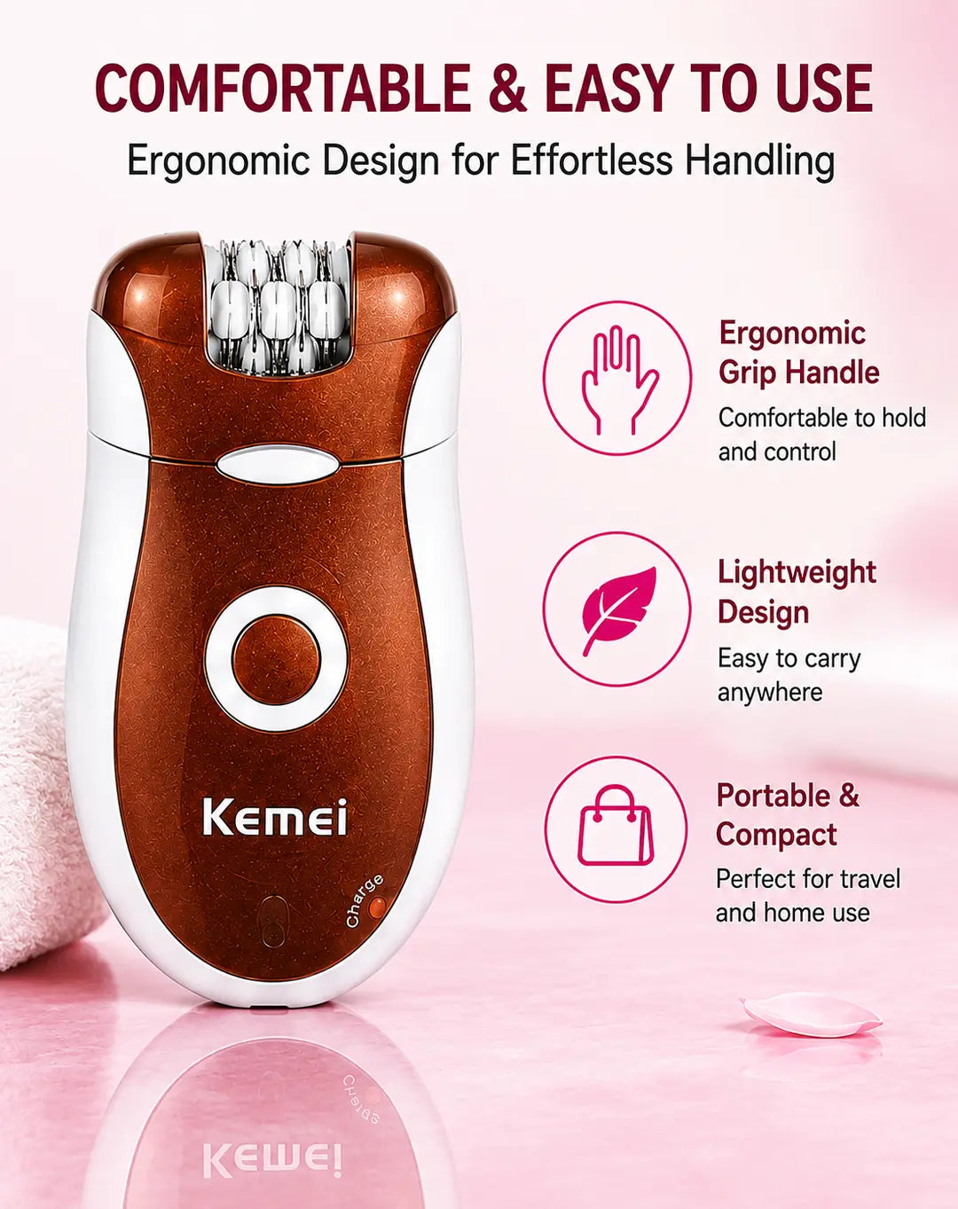 Kemei KM-3068 3-in-1 Rechargeable Epilator - image 5