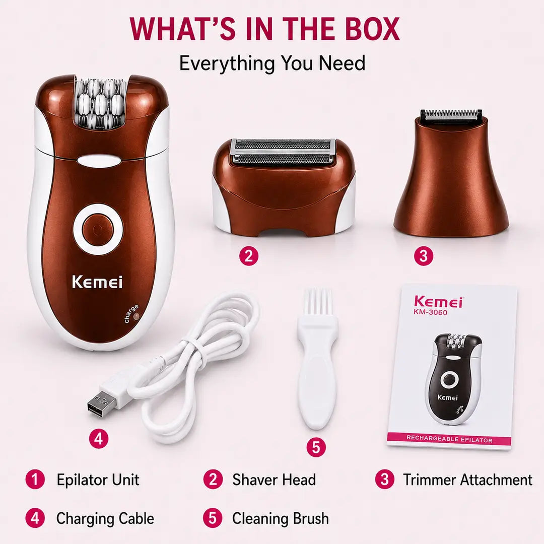 Kemei KM-3068 3-in-1 Rechargeable Epilator - image 7