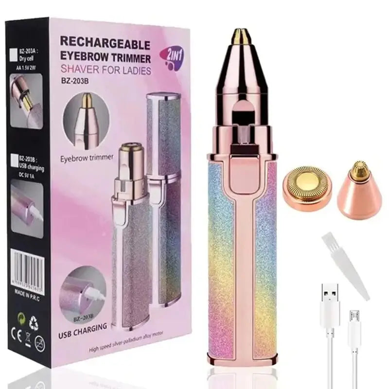 2-in-1 Rechargeable Eyebrow Trimmer & Facial Hair Remover - image 1