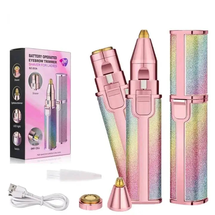 2-in-1 Rechargeable Eyebrow Trimmer & Facial Hair Remover - image 3