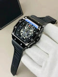 Black Skeleton-Style Watch for Men