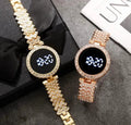 Gold Crystal Digital Bracelet Watch for Women