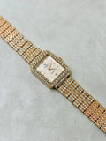 Golden Slim-Dial Crystal Watch for Women