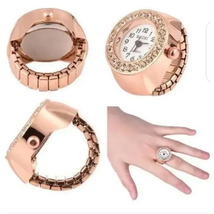 Rose Gold Crystal-Bezel Watch with Adjustable Strap