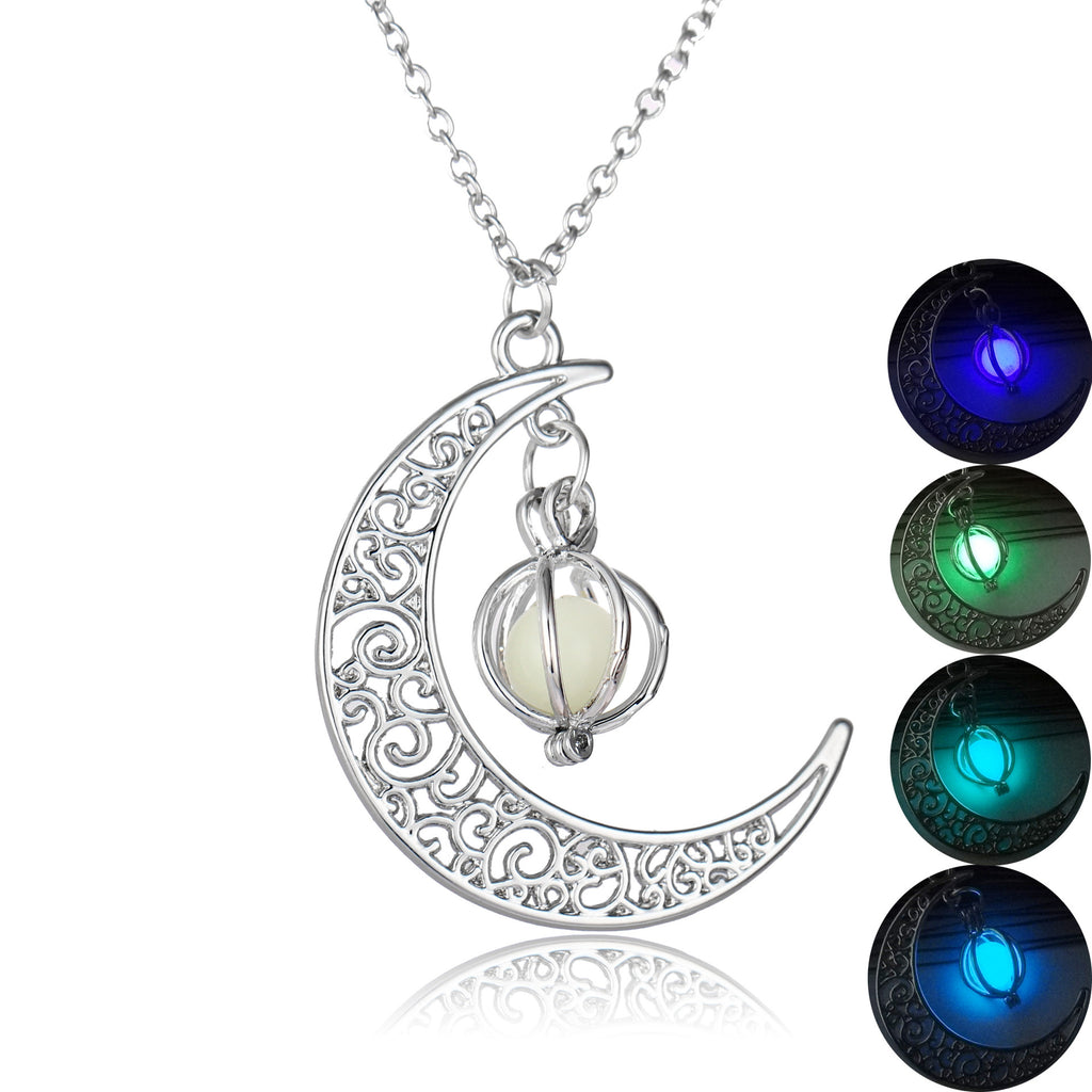 Glowing Moon Pendant Necklace detail