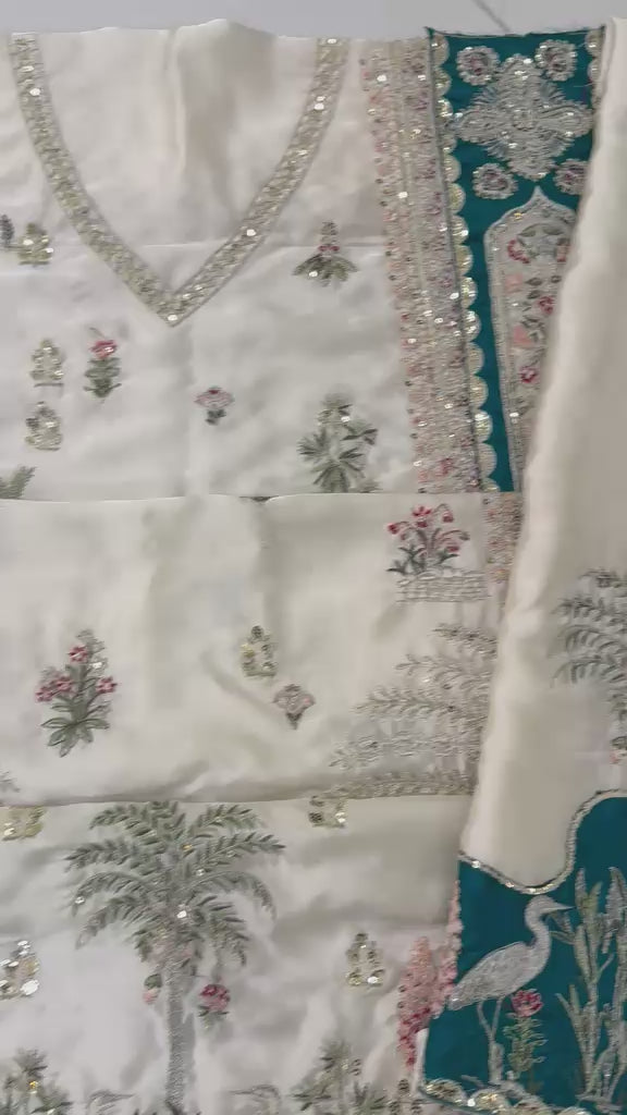ETHNIC Inspired Luxury Kaftan Silk Heavy Embroidered Unstitched 2PC Suit
