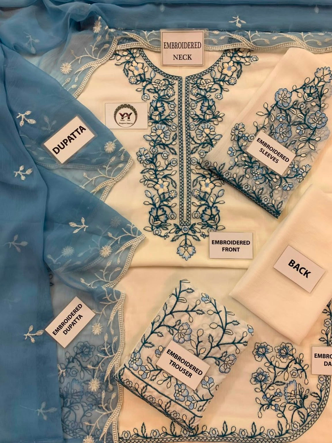 SAFA by Charizma luxury chiffon 3PC embroidery detail