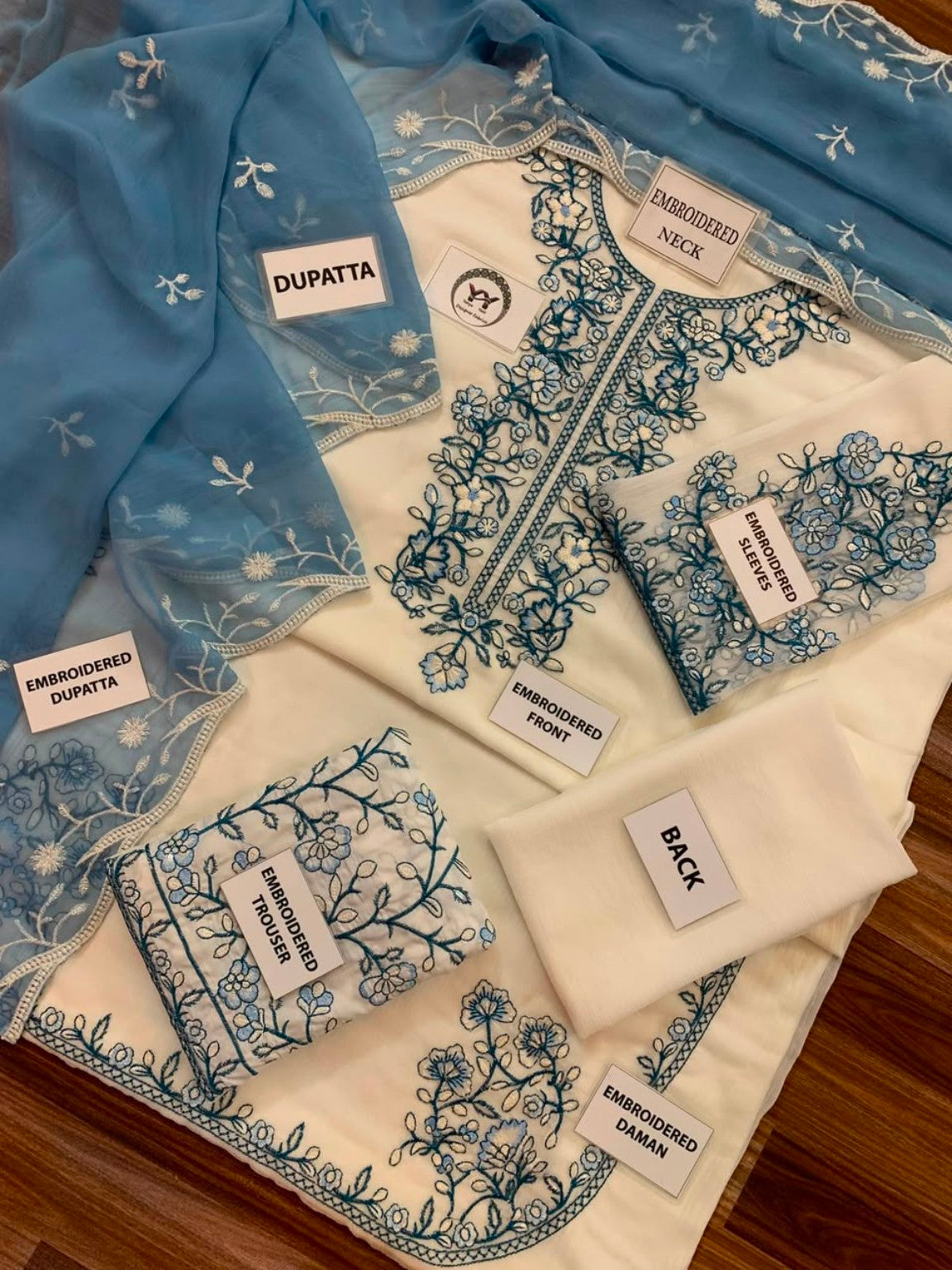 SAFA by Charizma luxury chiffon 3PC embroidery detail