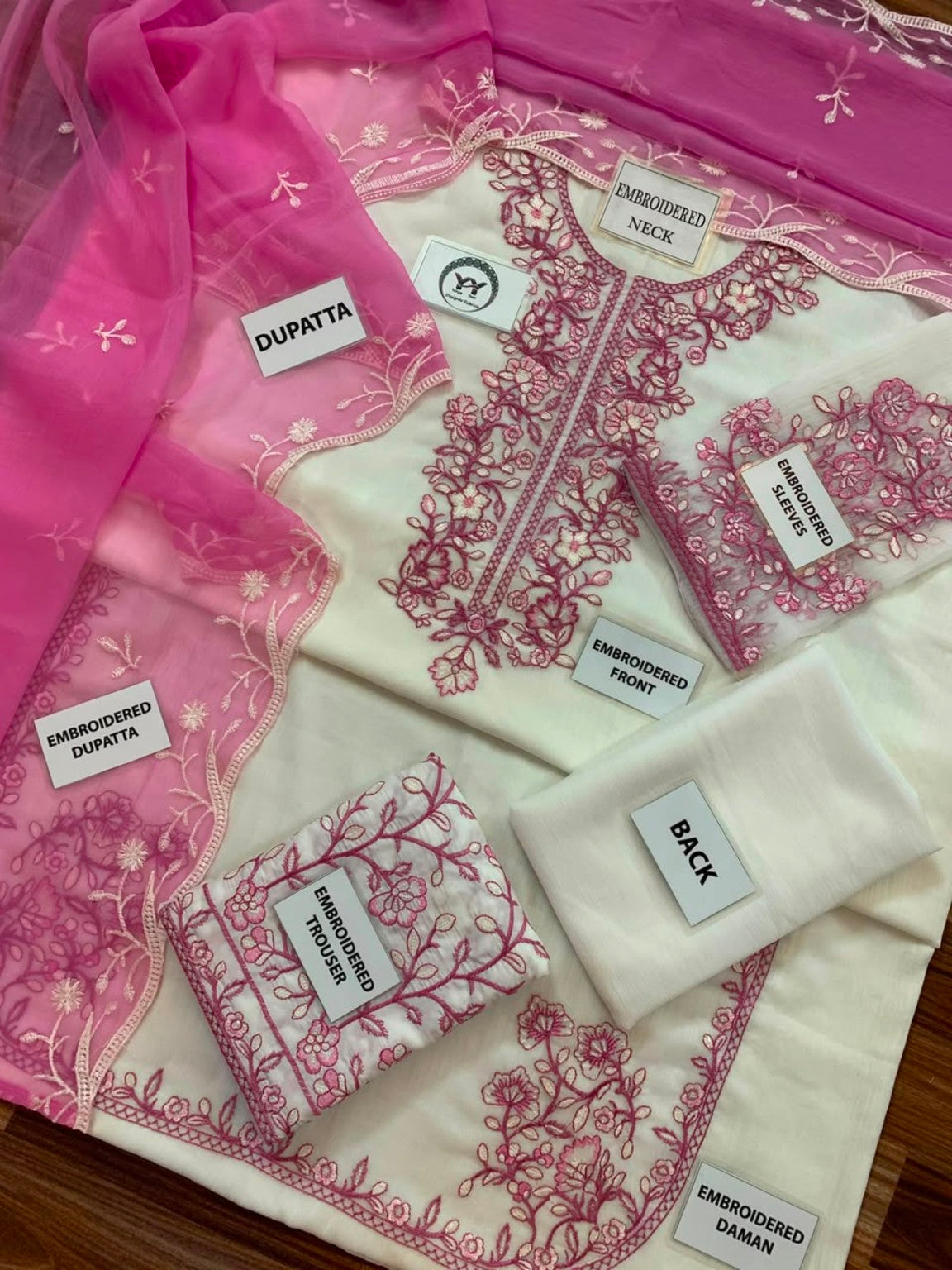 SAFA by Charizma luxury chiffon 3PC embroidery detail