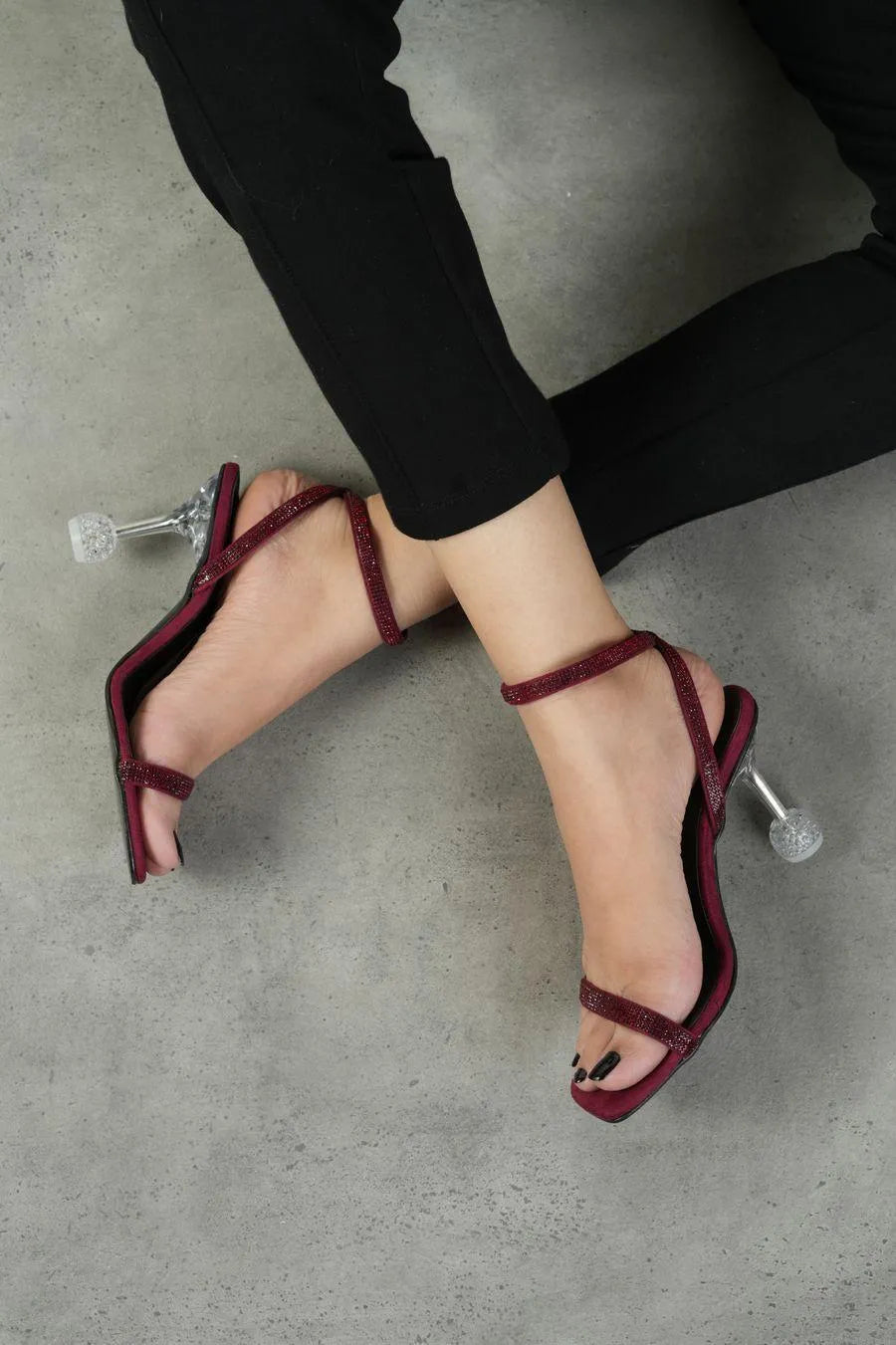 Maroon Synthetic Leather Heels for Women Formal Party Wear