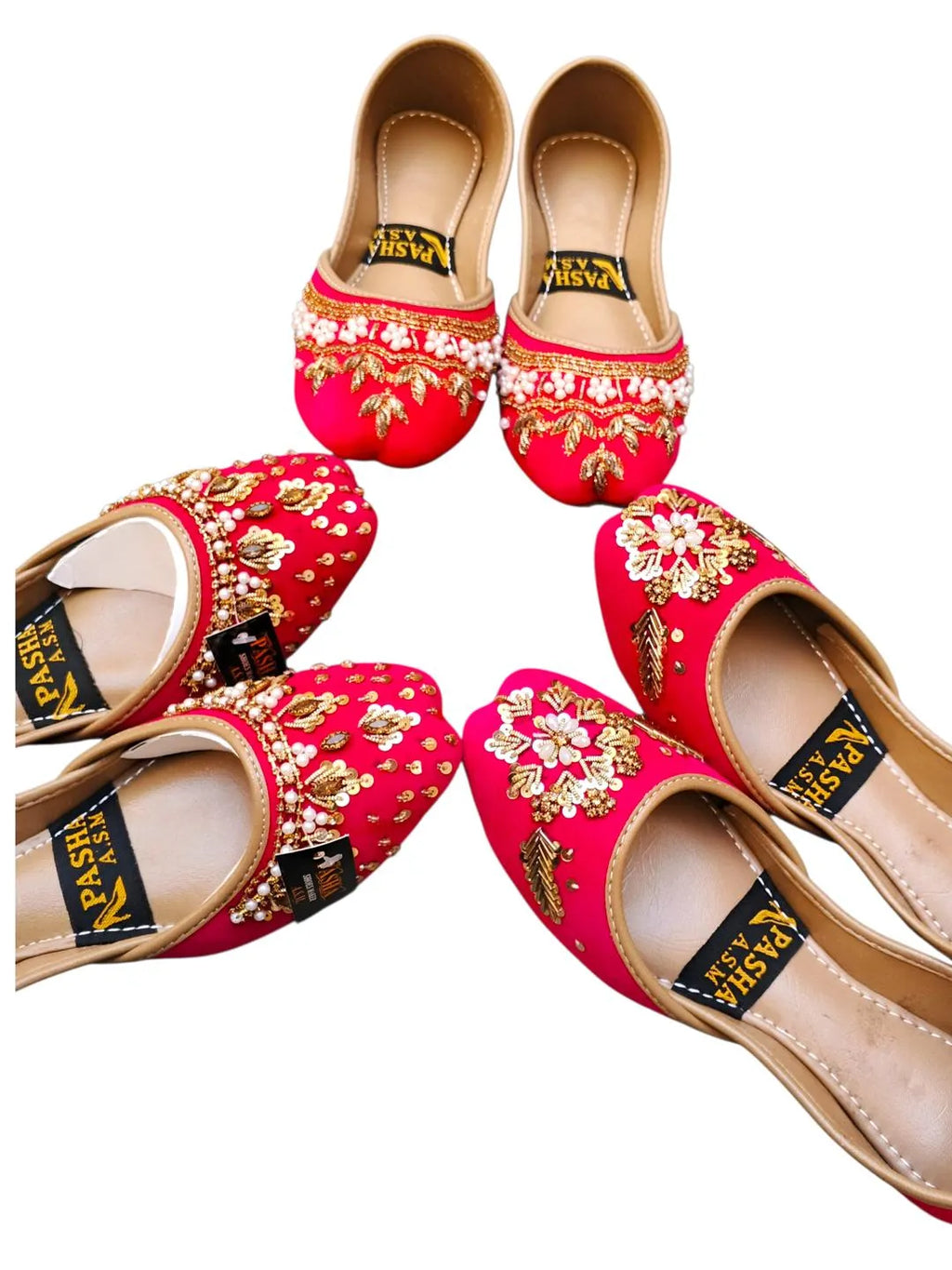 Women's Pink Velvet Khussas with Rhinestone Embellishments