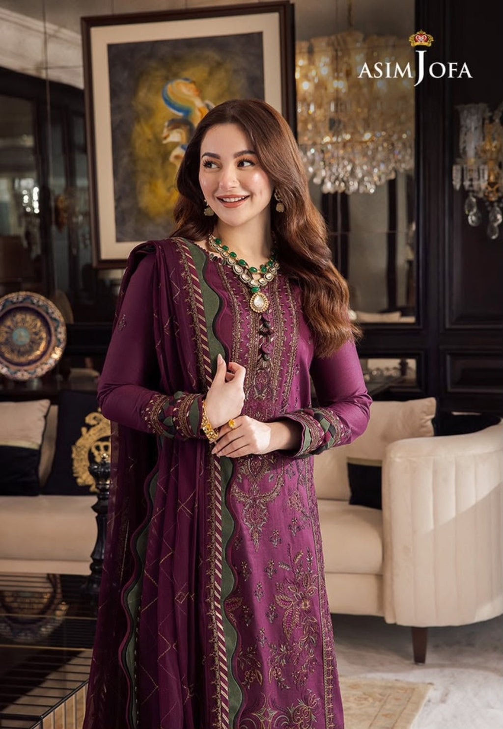 ASIM JOFA Dhanak embroidered luxury unstitched 3PC model look