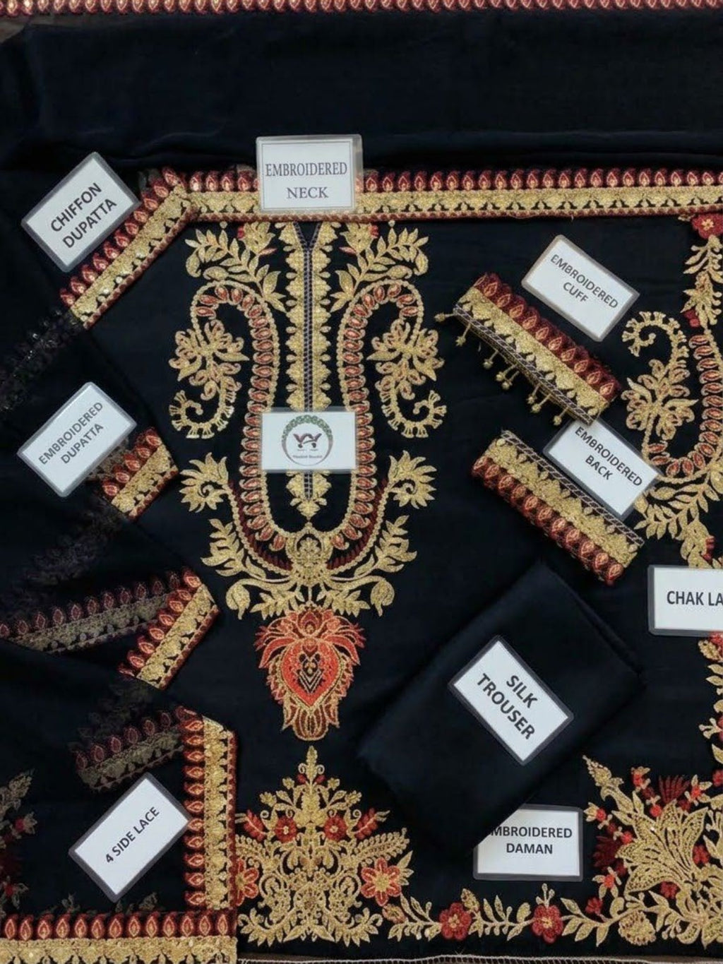 BAROQUE silk embroidered suit fabric detail layout