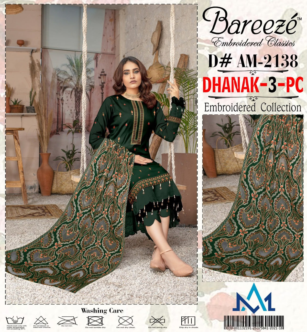Breeze Dhanak Heavy Embroidered 3PC Code 2138