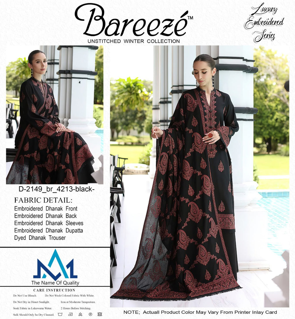 Breeze Dhanak Heavy Embroidered 3PC Code 2149