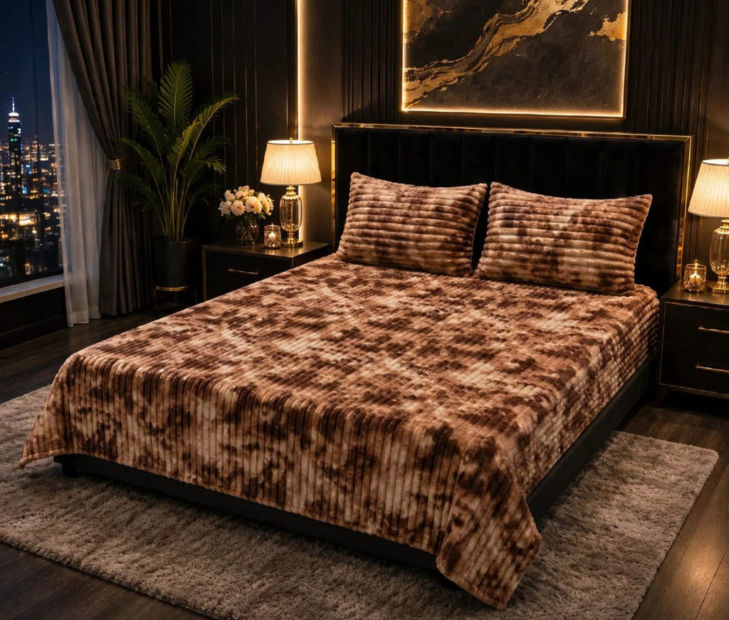 VELNORA Luxury Bubble Printed Bedsheet grey design