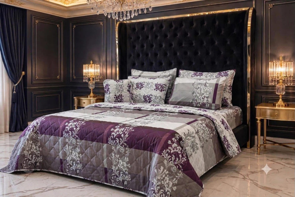 Purple Grey Classic 7Pc King Comforter Set