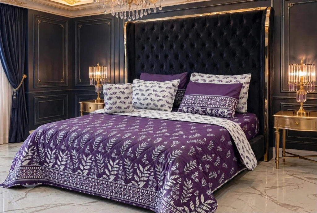Purple Leaf 7Pc King Comforter Set