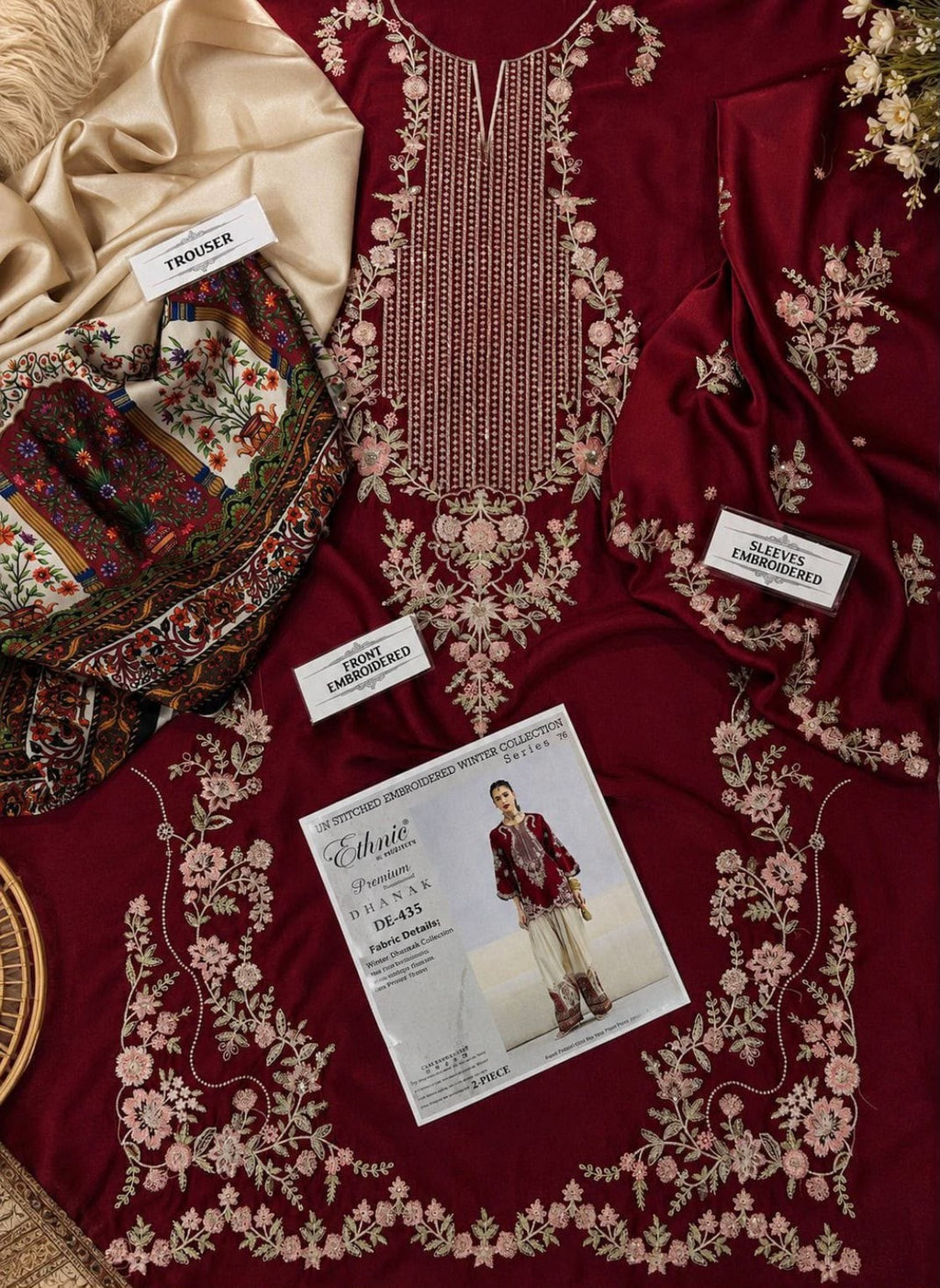 ETHNIC DE-435 maroon detail